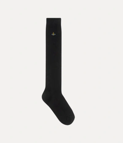 Vivienne Westwood Ribbed High Sock Ribbed Hi Cotton Black 4-5 Unisex