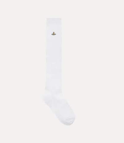 Vivienne Westwood Ribbed High Sock Ribbed Hi Cotton White 4-5 Unisex