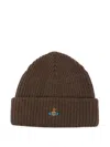 Vivienne Westwood Ribbed-knit Beanie Hat In Brown