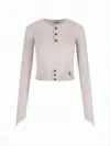 Vivienne Westwood Ribbed Knit Cropped Sweater With Button Front In Multi