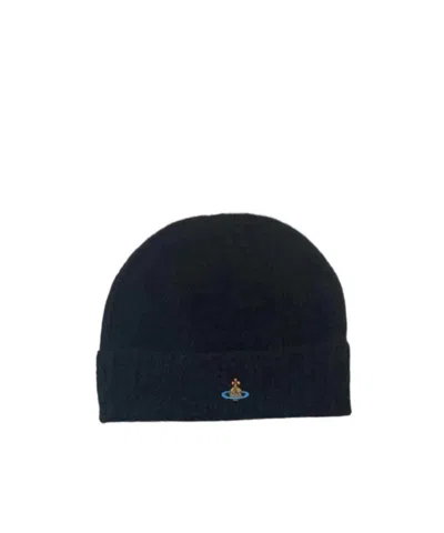 Vivienne Westwood Ribbed Knit Hat In Blue