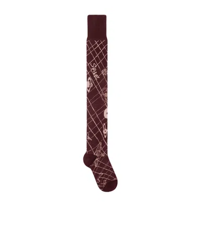 Vivienne Westwood Plus 5 Over The Knee Sock Plus 5 Bordeaux Os-u Women In Red