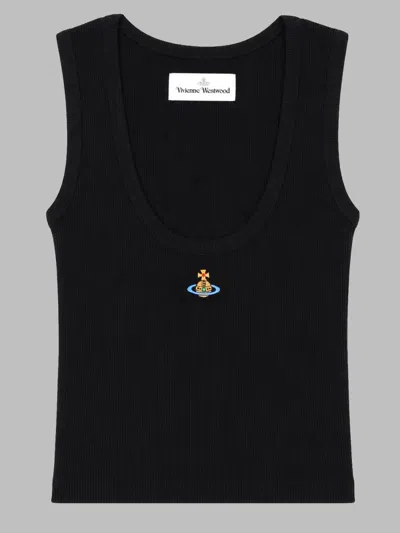 Vivienne Westwood Ribbed Scoop Neck Tank Top In Black