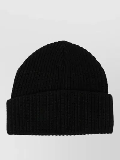 Vivienne Westwood Ribbed Texture Beanie Hat Turn Up Brim In Black