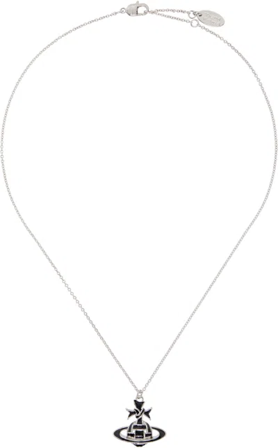 Vivienne Westwood Ribbon Bas Relief Pendant Necklace In Metallic