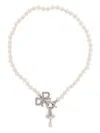 Vivienne Westwood Rigoberta Pearl Necklace Platinum-crystal-velvet-crystal-creamrose-pearl Platinum-crystal-velvet-cry In Metallic
