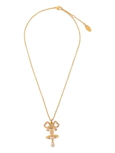 Vivienne Westwood Rigoberta Bow-embellished Pearl Necklace In Gold