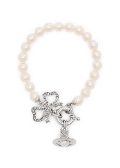 Vivienne Westwood Rigoberta Embellished Beaded Bracelet In White