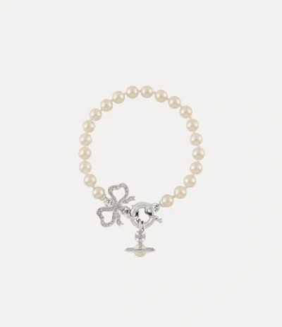 Vivienne Westwood Rigoberta Pearl Bracelet Platinum-crystal-velvet-crystal-creamrose-pearl Platinum-crystal-velvet-cry In Metallic
