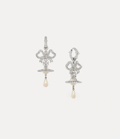 Vivienne Westwood Rigoberta Pearl Earrings Platinum-white-crystal-creamrose-pearl Platinum-white-crystal-creamrose-pea In Red