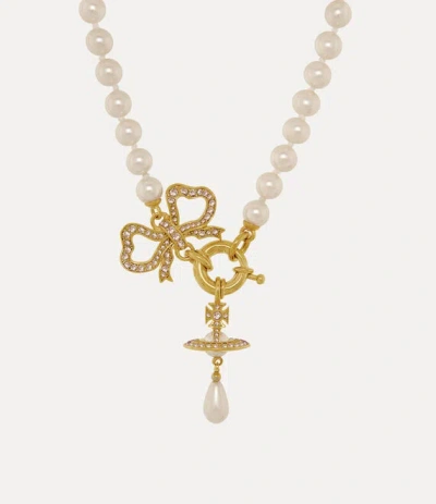 Vivienne Westwood Rigoberta Pearl Necklace Gold-vintage-rose-crystal-creamrose-pearl Gold-vintage-rose-crystal-creamro