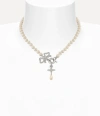 Vivienne Westwood Rigoberta Pearl Necklace Platinum-crystal-velvet-crystal-creamrose-pearl Platinum-crystal-velvet-cry In Metallic