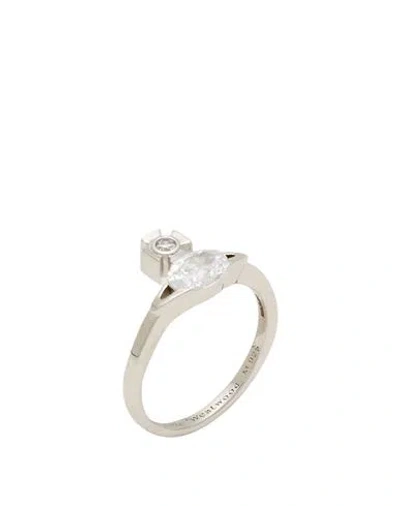 Vivienne Westwood Ring Platinum Size M 925/1000 Silver, Cubic Zirconia In Grey