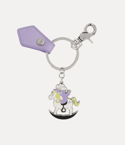 Vivienne Westwood Rocking Horse Teddy Keyring Metal Lilac-pu-grain One Size Unisex In Purple