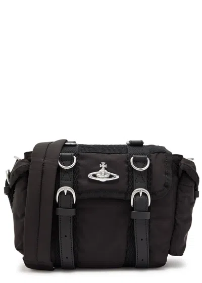 Vivienne Westwood Rocky Orb Woven Satchel In Black