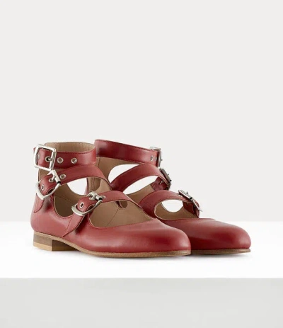 Vivienne Westwood Roman Three Strap Sandal Leather Red 5-38 Unisex In Burgundy