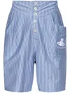 Vivienne Westwood Romario Bermuda Shorts Striped Jersey White / Blue Xl Unisex In Blue