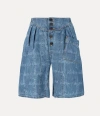 Vivienne Westwood Romario Bermuda Shorts Laser Chambray Vw-grid-blue Xl Unisex In Vw-grid-blue