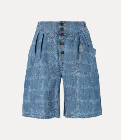 Vivienne Westwood Romario Bermuda Shorts Laser Chambray Vw-grid-blue Xl Unisex