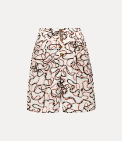 Vivienne Westwood Romario Bermuda Shorts Printed Tana Lawn White-wiggle Xxl Unisex In Multi
