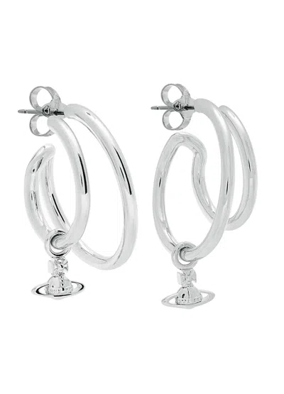 Vivienne Westwood Ronda Layered Hoop Earrings In Silver