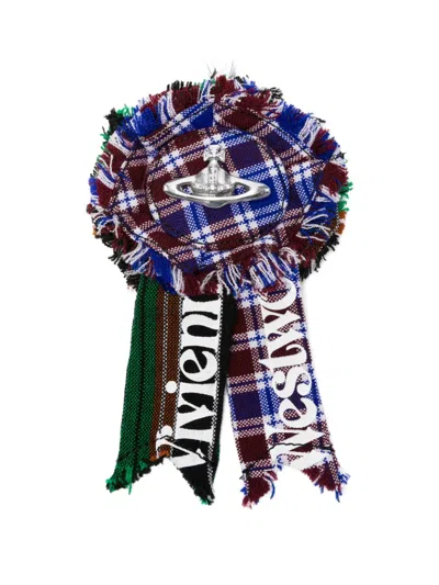 Vivienne Westwood Rosette Orb Tartan Charm In Blue