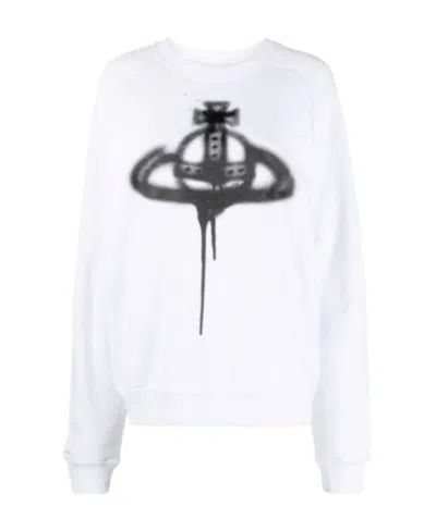 Vivienne Westwood Round Collar Long Sleeve Sweater In White