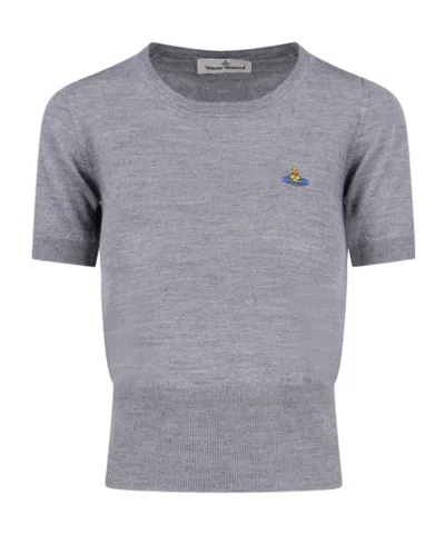 Vivienne Westwood Round Neck Knitted T-shirt In Grey