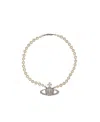 Vivienne Westwood Row-pearl Orb-charm Necklace In Yellow