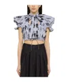 Vivienne Westwood Printed Tie-neck Cotton Cropped Top In Nude