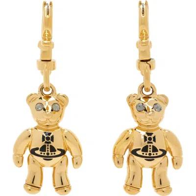 Vivienne Westwood Ruby Small Hoop Earrings Gold-black-diamond-crystal-black-enamel Gold-black-diamond-crystal-black-en