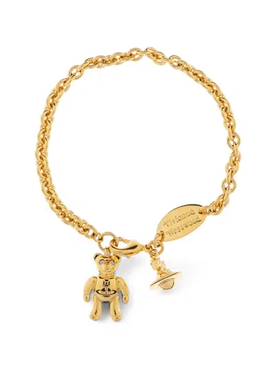 Vivienne Westwood Ruby Small Teddy-bear-charm Bracelet In Transparent