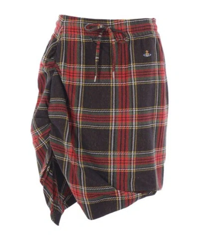 Vivienne Westwood Ruched Check Patterned Mini Skirt In Multi