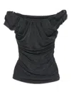 Vivienne Westwood Off-the-shoulder Velvet Top Short Sleeves In Black