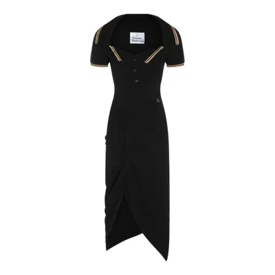 Vivienne Westwood Ruched Short-sleeved Dress In Black