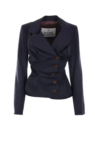 Vivienne Westwood Ruched Single Breasted Jacket In Black