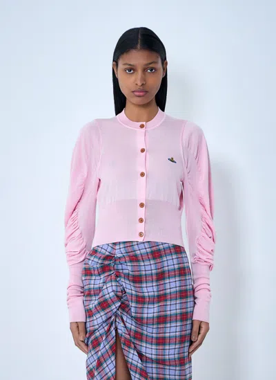Vivienne Westwood Ruched Sleeve Cardigan In Pink