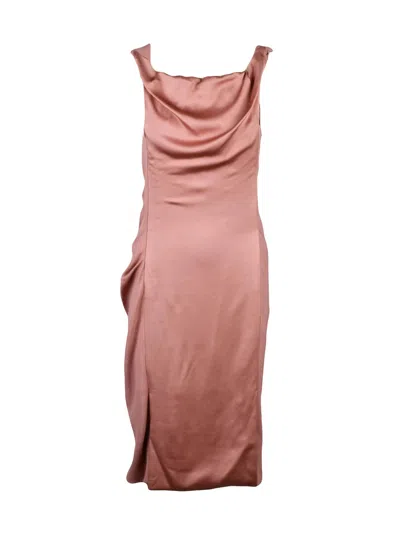 Vivienne Westwood Storm Midi Dress With Structured Silhouette In Old Rose In Pink