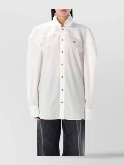 Vivienne Westwood Orb Logo Embroidered Drunken Shirt In White