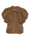 Vivienne Westwood Ruffled-sleeve Cotton Top In Brown