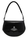 Vivienne Westwood 'sadie' Black Shoulder Bag With Orb Logo Print In Leather Woman