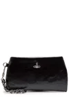 Vivienne Westwood Sadie Glossed Leather Clutch In Black