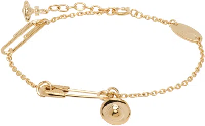Vivienne Westwood Safety Pin Bracelet In Gold