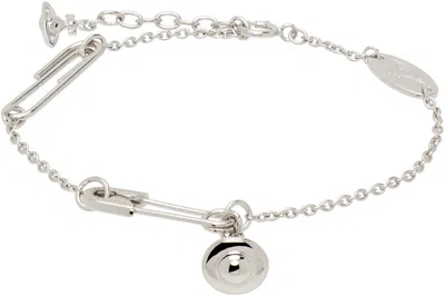 Vivienne Westwood Safety Pin Bracelet In Metallic