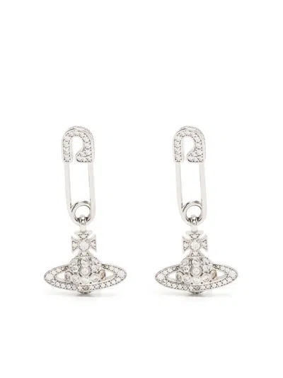 Vivienne Westwood Safety Pin Detail Earrings In Silber