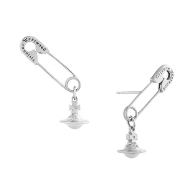 Pre-owned Vivienne Westwood Safety Pin Earrings 'platinum' | Silver | Women's Size Onesize