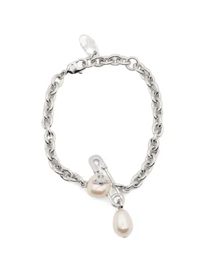 Vivienne Westwood Safety-pin-detail Bracelet In Metallic