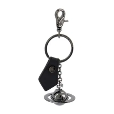 Vivienne Westwood Saffiano 3d Orb Keychain -  - Metal - Black