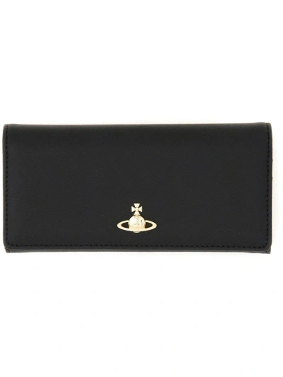 Vivienne Westwood Saffiano Classic Credit Card Wallet In Black