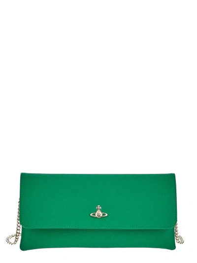 Vivienne Westwood Saffiano Clutch In Green